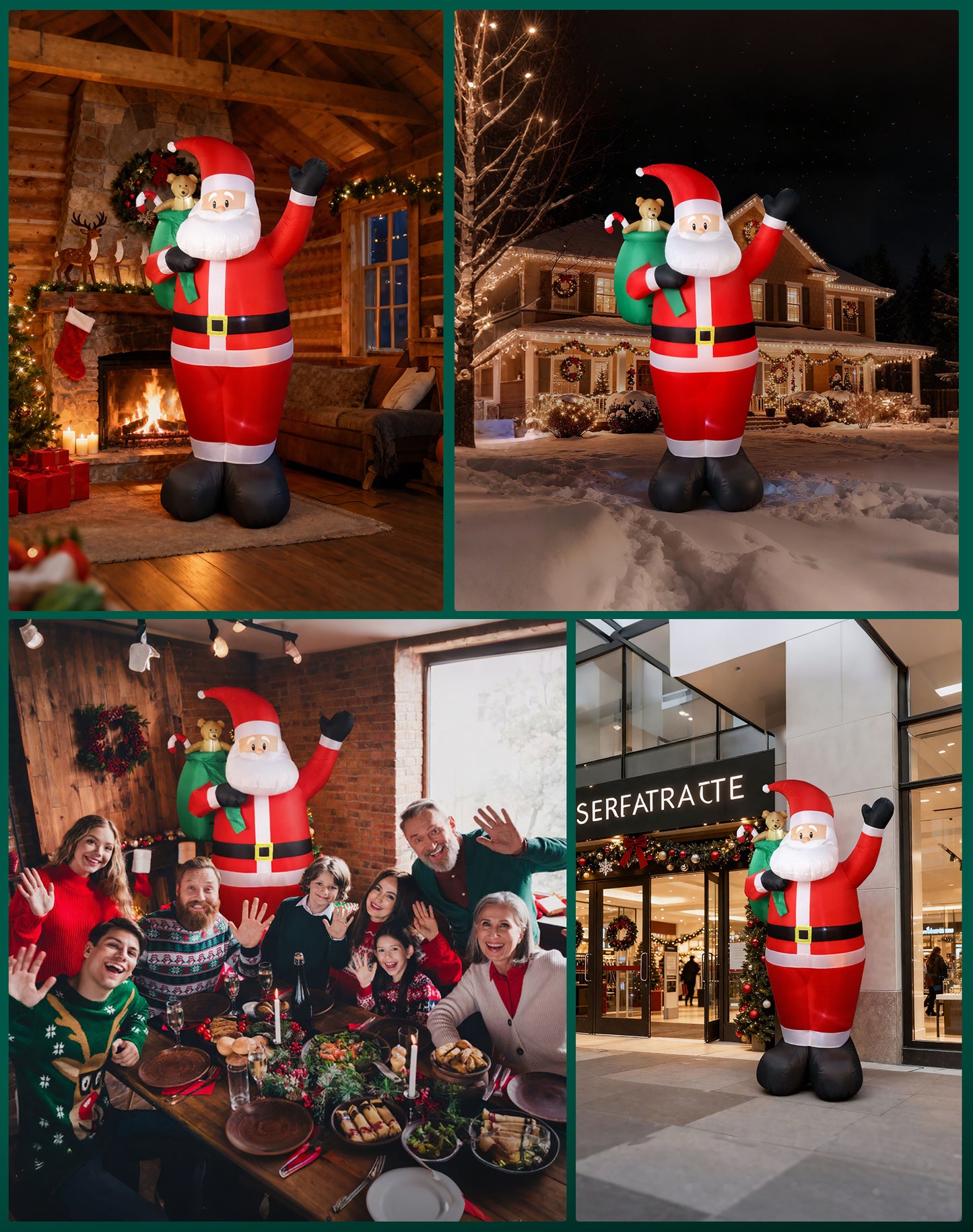 8 FT Christmas Inflatables Outdoor Decorations, Santa Claus with Candy and Gift Bag, LED Lighted Blow Up IP68 Weatherproof Standing Santa Xmas Indoor Outdoor Decor for Yard Garden Lawn Mall Party