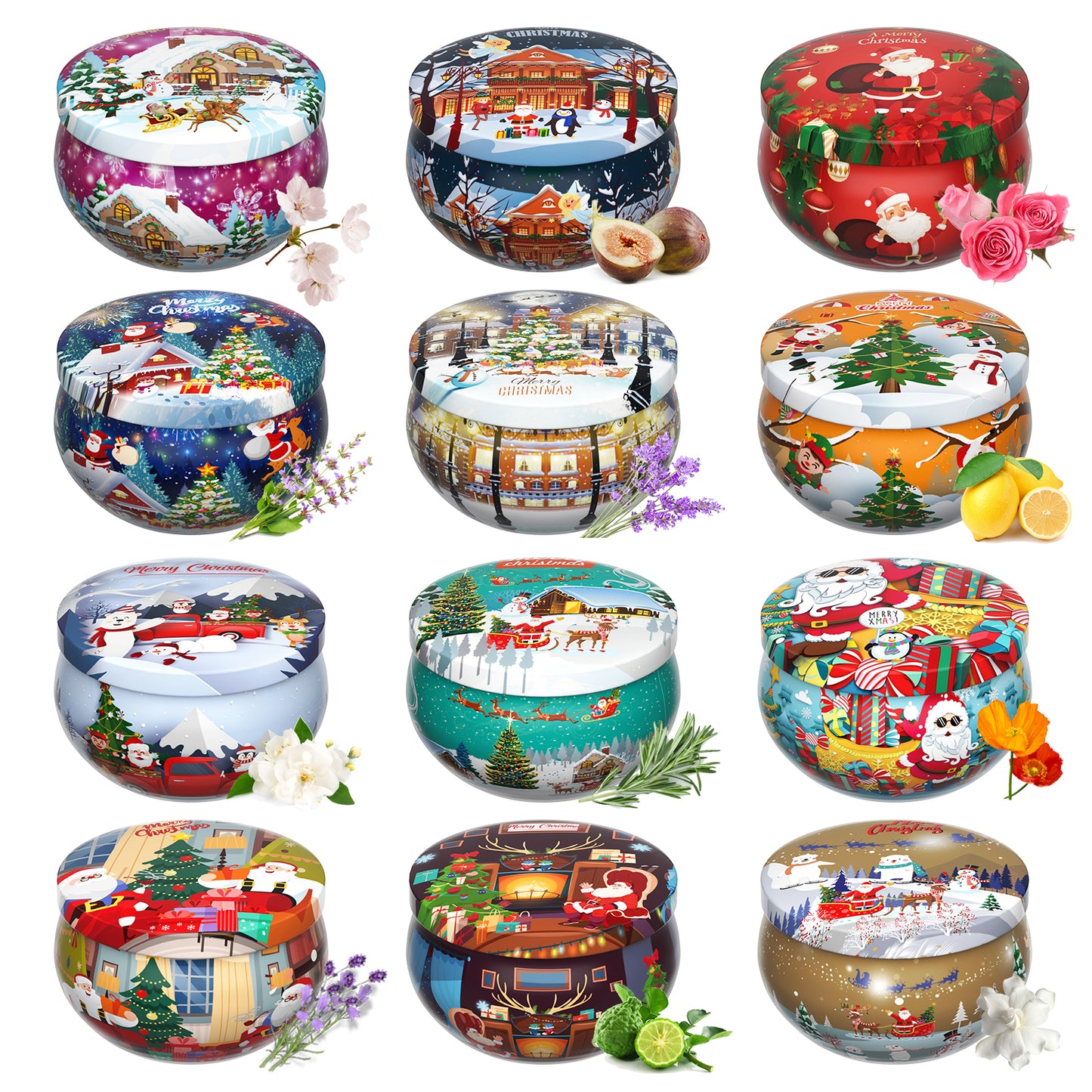 Primevolve Christmas Candles Gifts for Women Set for 12 Bulk Home Aromatherapy Candles
