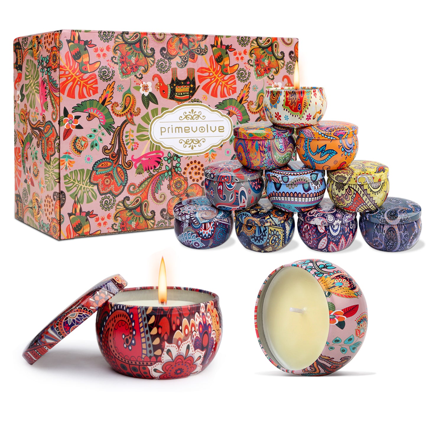 Primevolve Christmas Candles Gifts for Women Set for 12 Bulk Home Aromatherapy Candles