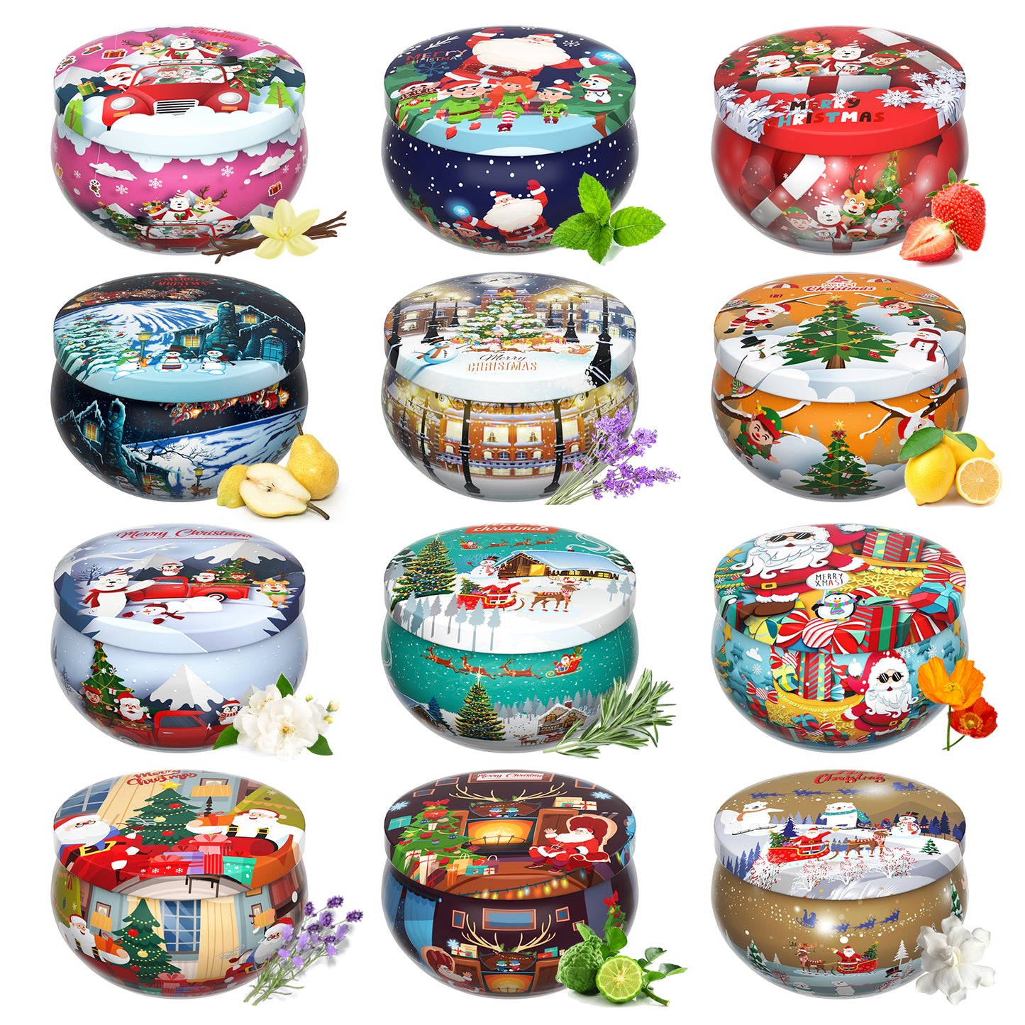 Primevolve Christmas Candles Gifts for Women Set for 12 Bulk Home Aromatherapy Candles