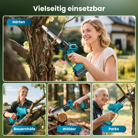 Mini Chainsaw Cordless, 8 inch & 6 inch Electric Chain Saw with 2 Pack Rechargeable Batteries, Battery Powered Handheld Saw for Trees Trimming Wood Cutting, Perfect Gardening Tools for Men Dad Husband