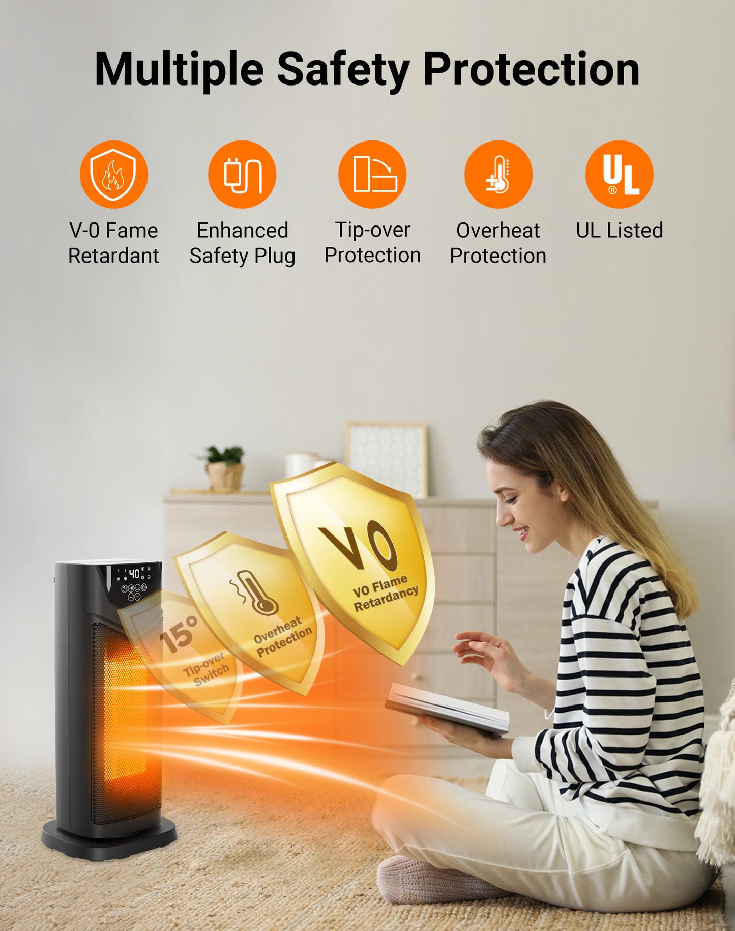 Primevolve Space Heater, Portable Electric Heaters for Indoor Use