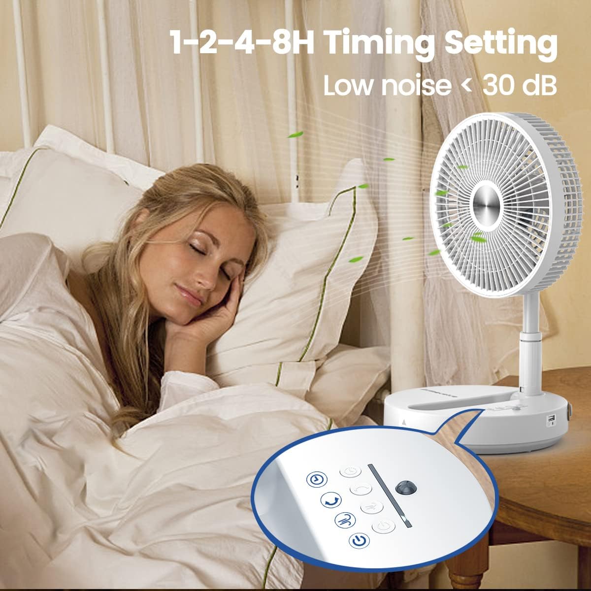 Primevolve P3000 12 inch Portable Battery Operated Fan, Standing Oscillating Fan with Remote