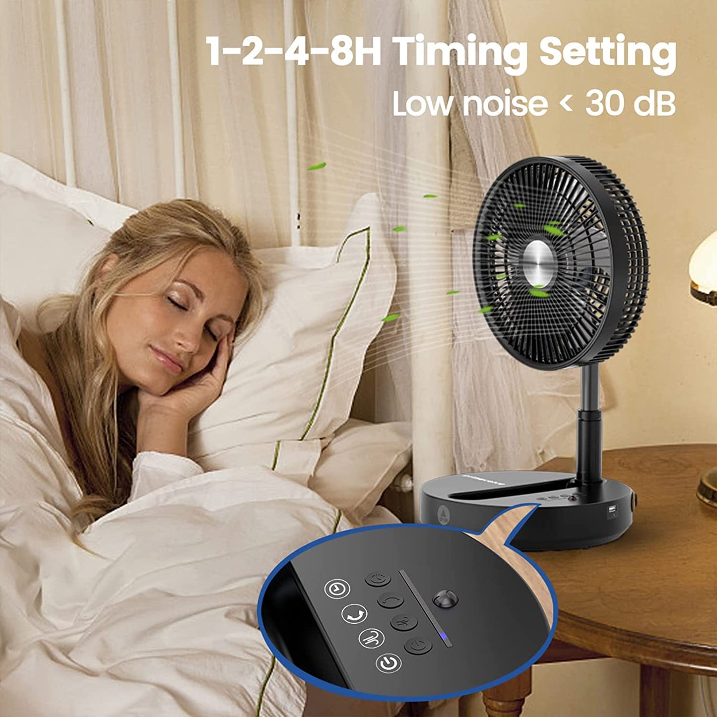 Primevolve P3000 12 inch Portable Battery Operated Fan, Standing Oscillating Fan with Remote