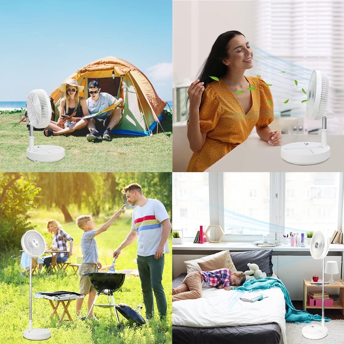 Primevolve P3000 12 inch Portable Battery Operated Fan, Standing Oscillating Fan with Remote