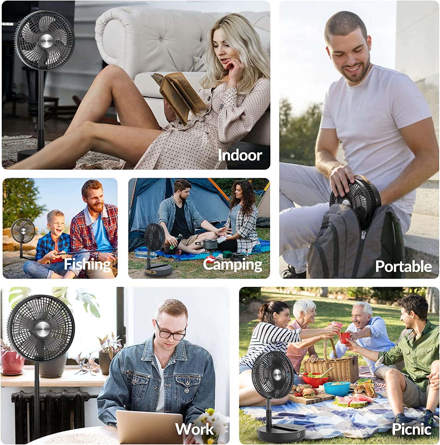 Primevolve P3000 12 inch Portable Battery Operated Fan, Standing Oscillating Fan with Remote