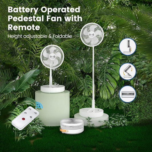 Primevolve P2000 10 inch Portable Battery Operated Fan, Standing Oscillating Fan with Remote