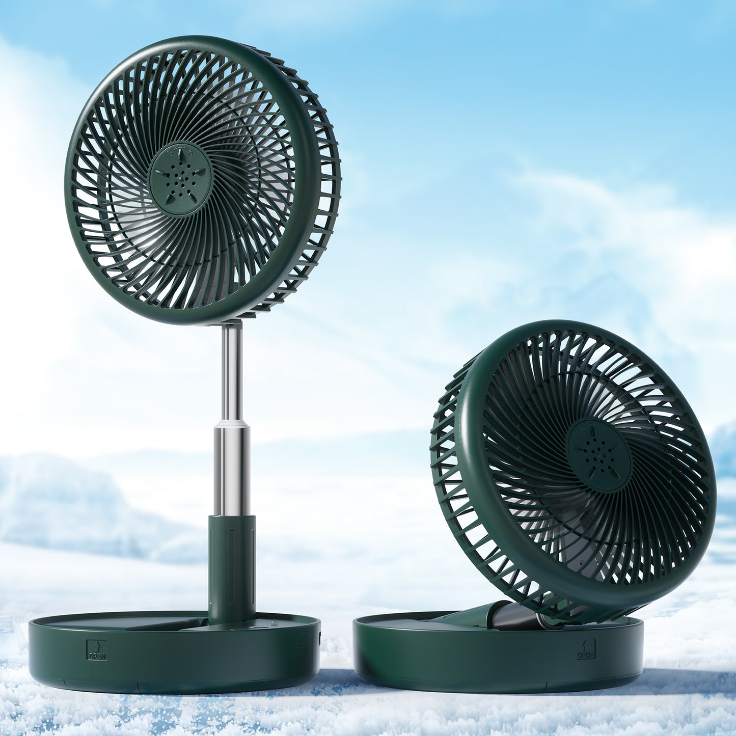 Primevolve PF11R Battery Operated Portable Standing Fan, 4 Speed Settings Pedestal Fan for Bedroom Camping Travel,White 7.7"