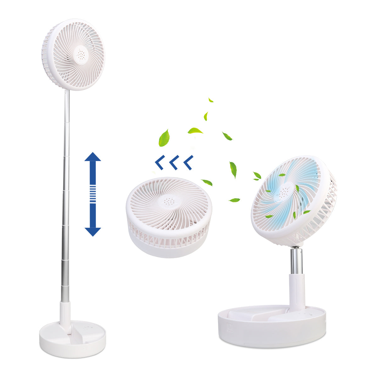Primevolve PF11R Battery Operated Portable Standing Fan, 4 Speed Settings Pedestal Fan for Bedroom Camping Travel,White 7.7"