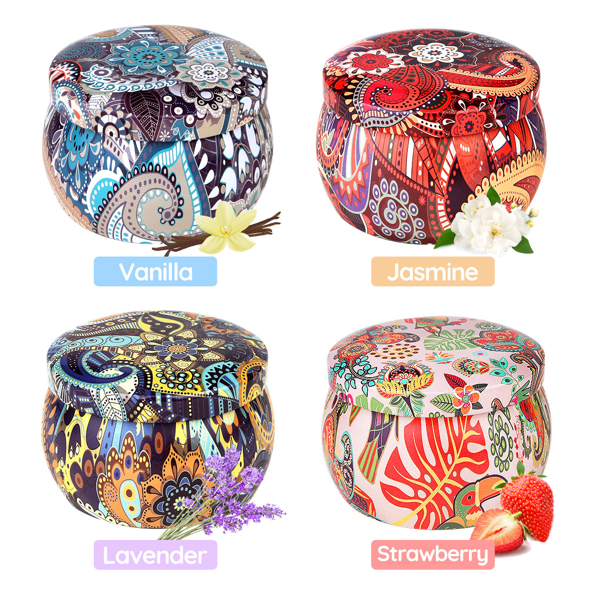 Primevolve Set of 4 Home Scented Aromatherapy Candles with Fragrances | Primevolve