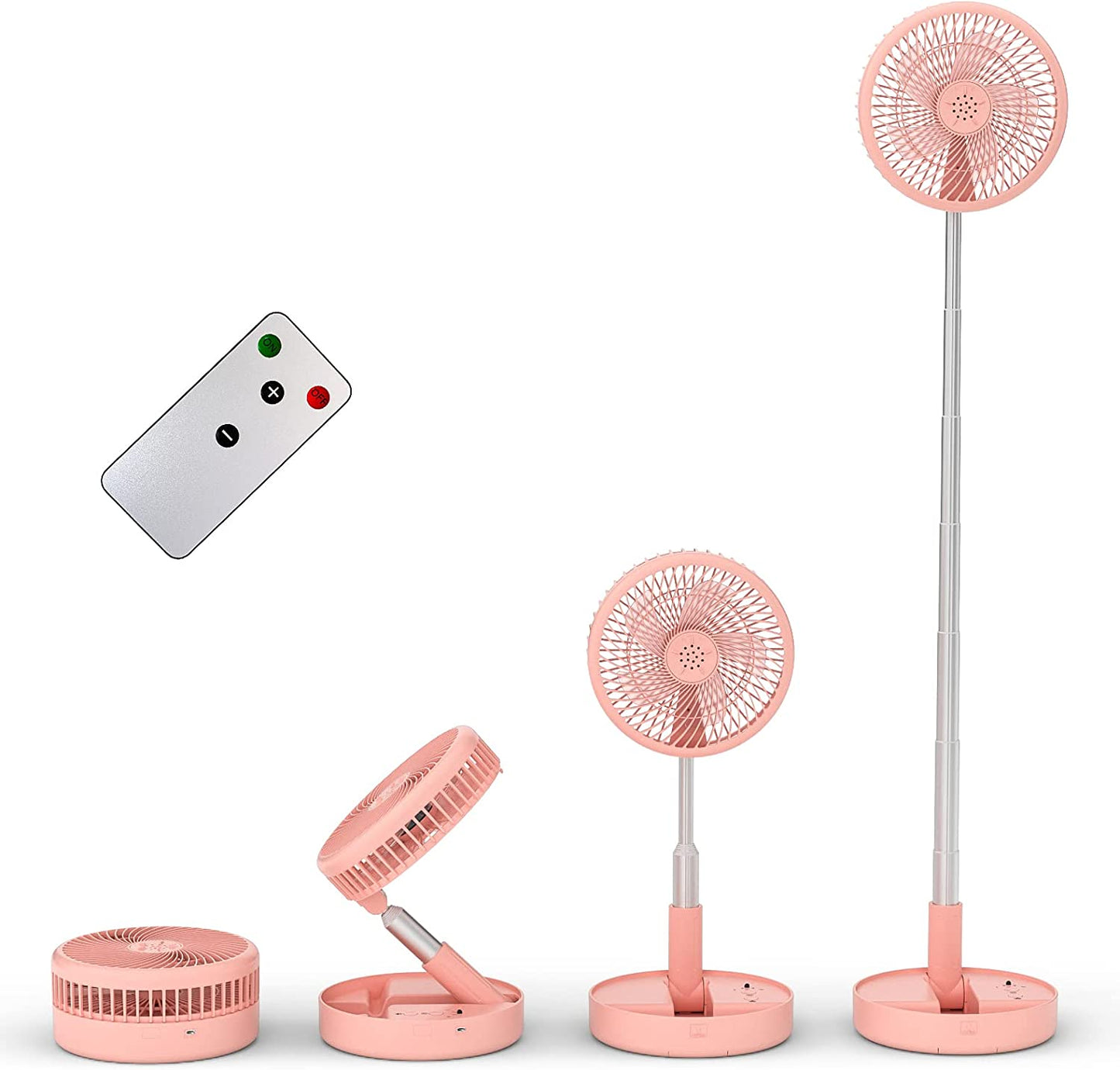 Primevolve PF11R Battery Operated Portable Standing Fan, 4 Speed Settings Pedestal Fan for Bedroom Camping Travel,White 7.7"