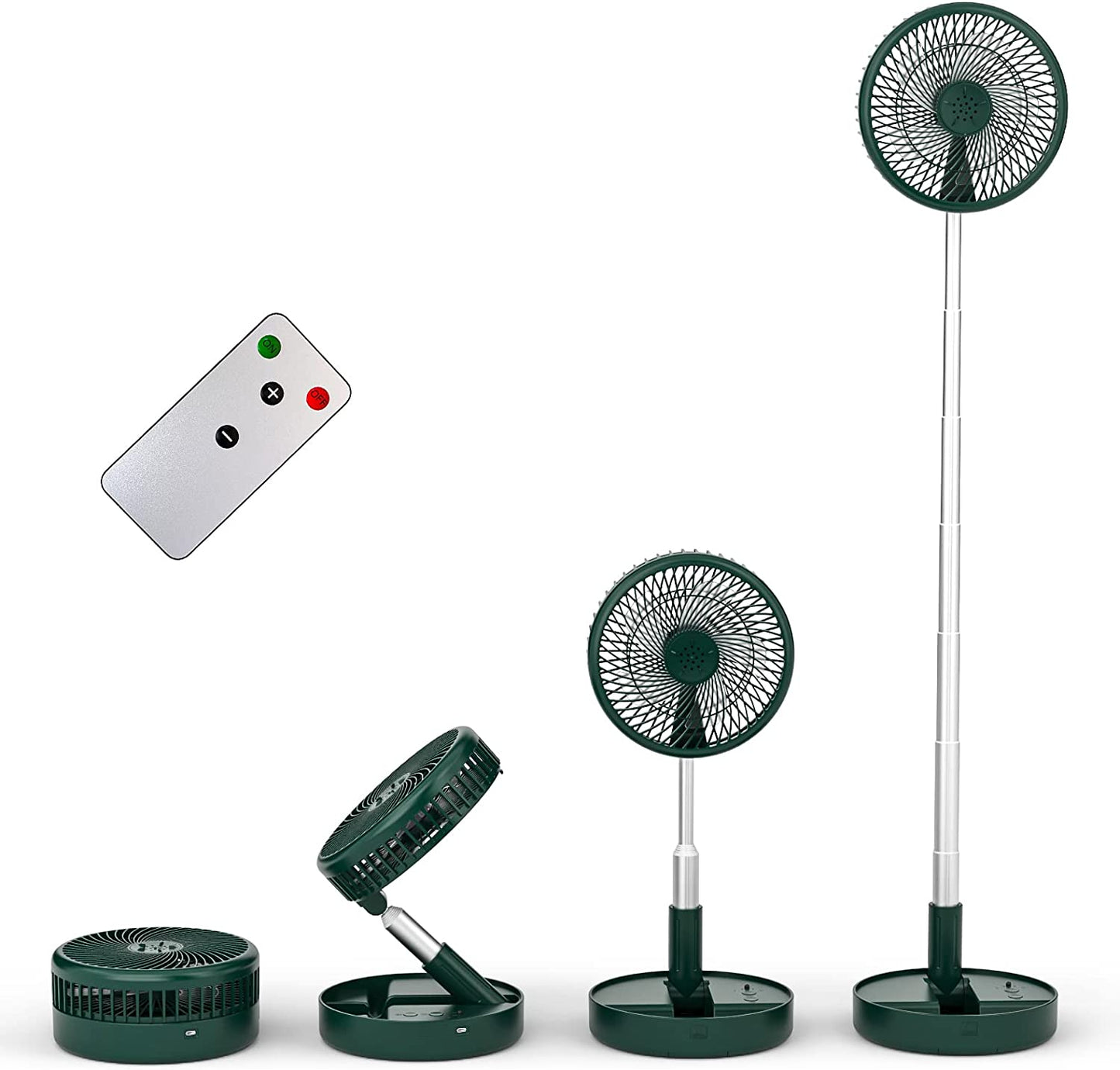 Primevolve PF11R Battery Operated Portable Standing Fan, 4 Speed Settings Pedestal Fan for Bedroom Camping Travel,White 7.7"