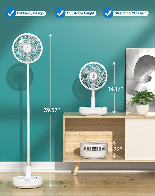 Primevolve PF11S 7.7inch Portable Oscillating Standing Fan,Rechargeable Battery Operated USB Floor Table Desk Fan with Remote,360° Rotatable