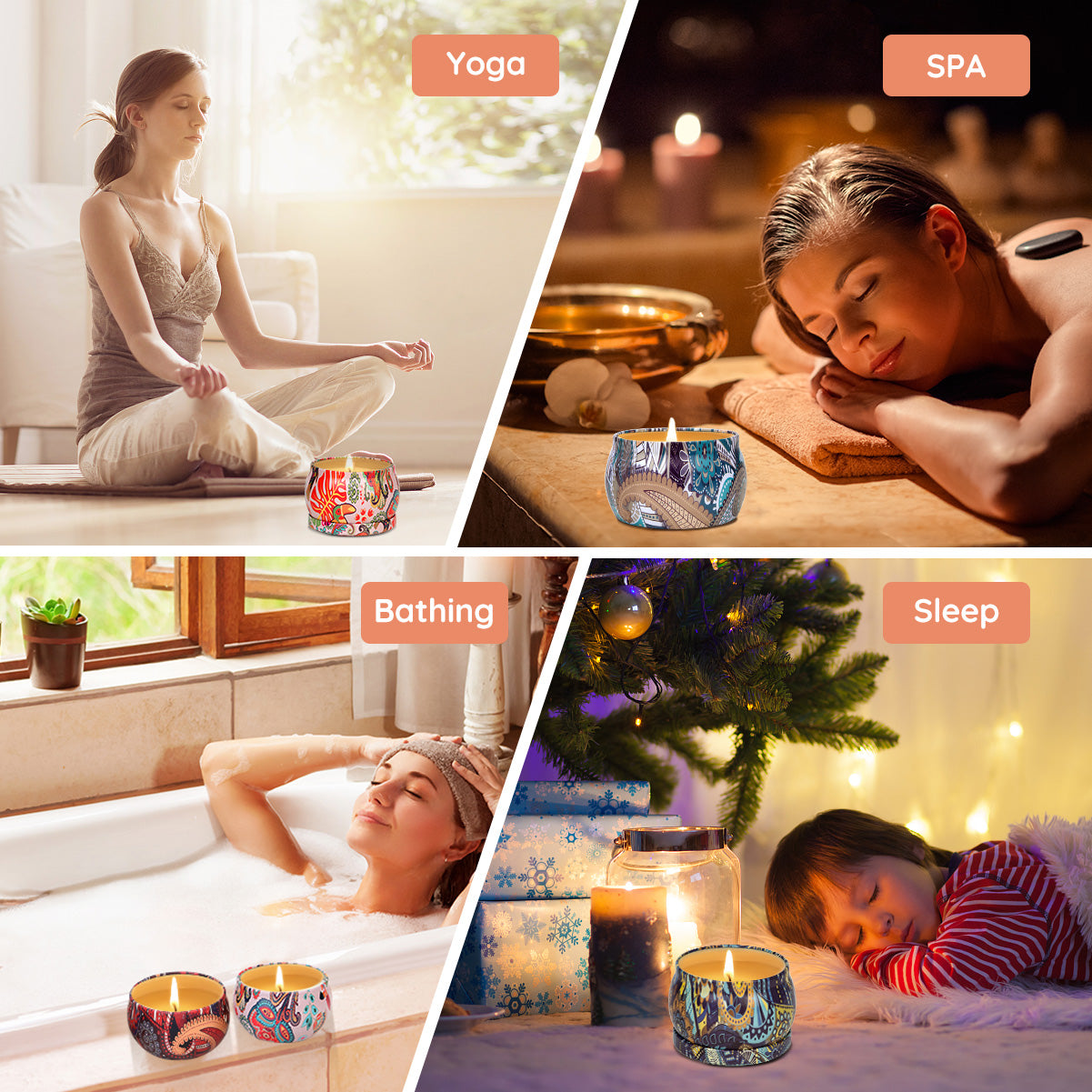 Primevolve Set of 4 Home Scented Aromatherapy Candles with Fragrances | Primevolve
