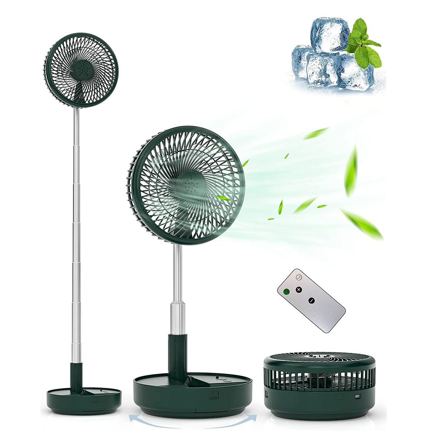 Primevolve PF11S 7.7inch Portable Oscillating Standing Fan,Rechargeable Battery Operated USB Floor Table Desk Fan with Remote,360° Rotatable