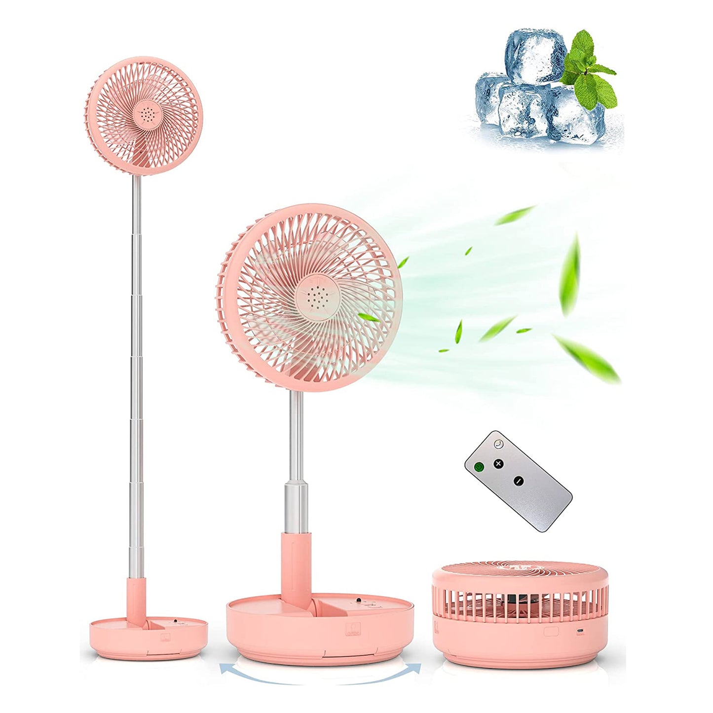 Primevolve PF11S 7.7inch Portable Oscillating Standing Fan,Rechargeable Battery Operated USB Floor Table Desk Fan with Remote,360° Rotatable