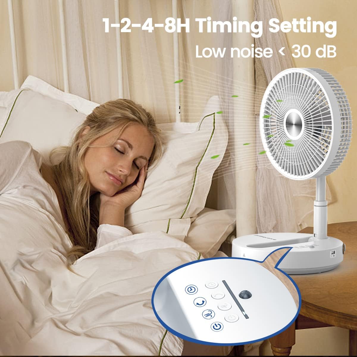Følg os kalk diamant Primevolve 10 inch Portable Battery Operated Fan, Standing Oscillating Fan  with Remote, Folding Fan with Adjustable Height, 4 Speeds & Timer Setting,  Rechargeable USB Fan for Bedroom Camping Travel,360° Rotatable