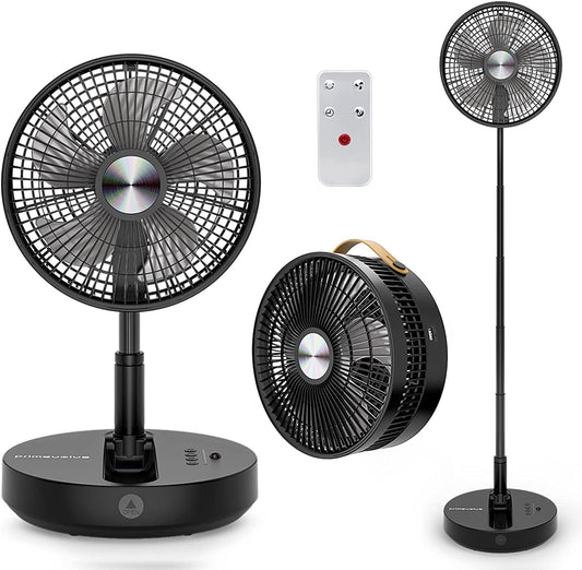 Primevolve P3000 12 inch Portable Battery Operated Fan, Standing Oscillating Fan with Remote