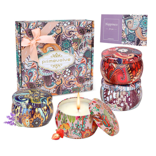 Primevolve Set of 4 Home Scented Aromatherapy Candles with Fragrances | Primevolve