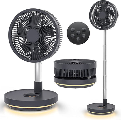 Primevolve PF22 Portable Rechargeable Oscillating Fan, Battery Operated Fan Adjustable Height, Grey 10"