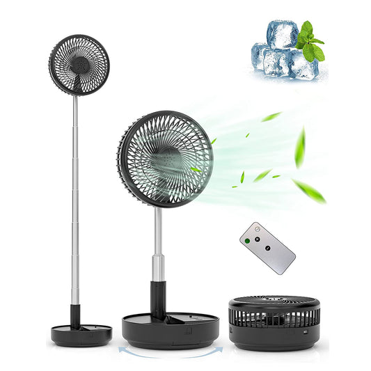 Primevolve PF11S 7.7inch Portable Oscillating Standing Fan,Rechargeable Battery Operated USB Floor Table Desk Fan with Remote,360° Rotatable